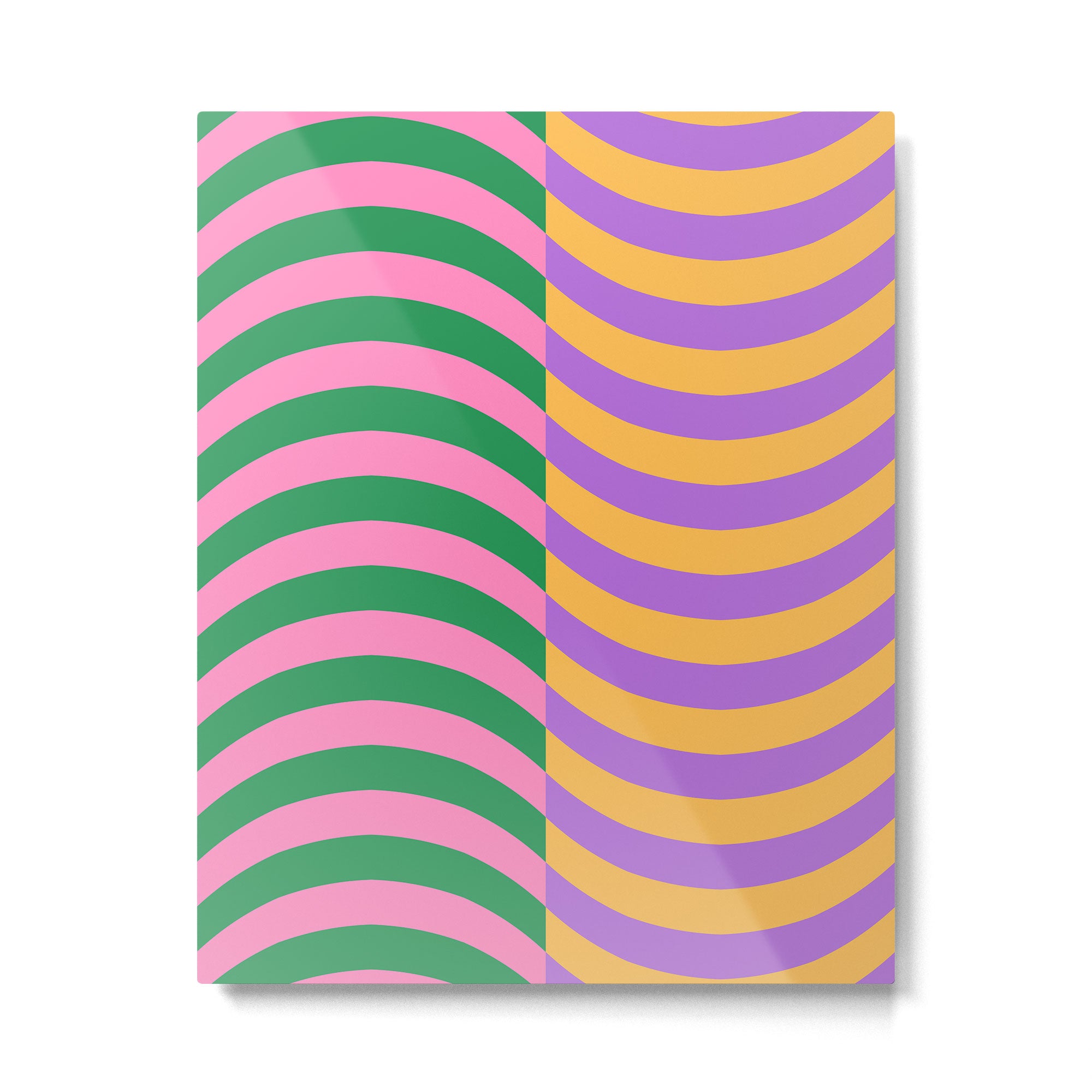 Wavy Stripes in Green, Pink, Purple & Yellow Metal Print Gallery Image 4