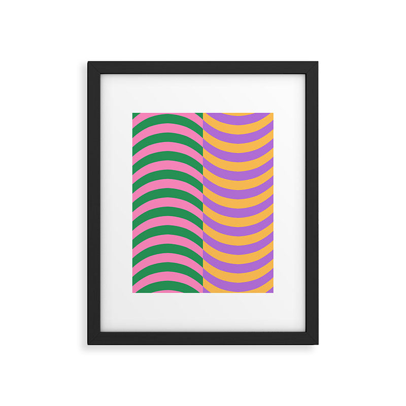 Wavy Stripes in Green, Pink, Purple & Yellow Framed Art Print Gallery Image 5