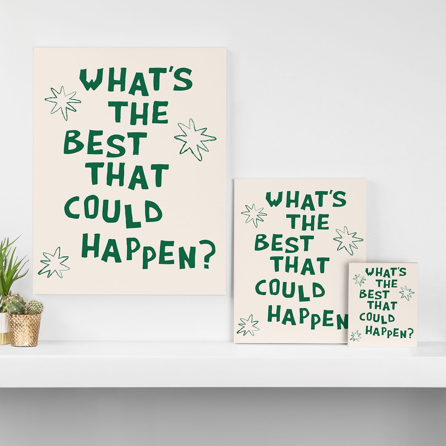 What's The Best That Could Happen in Green and Linen White Canvas Print Gallery Image 3