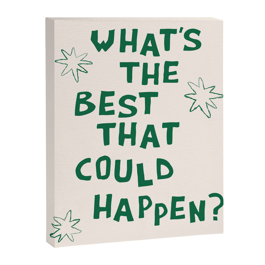 What's The Best That Could Happen in Green and Linen White Canvas Print Gallery Image 6