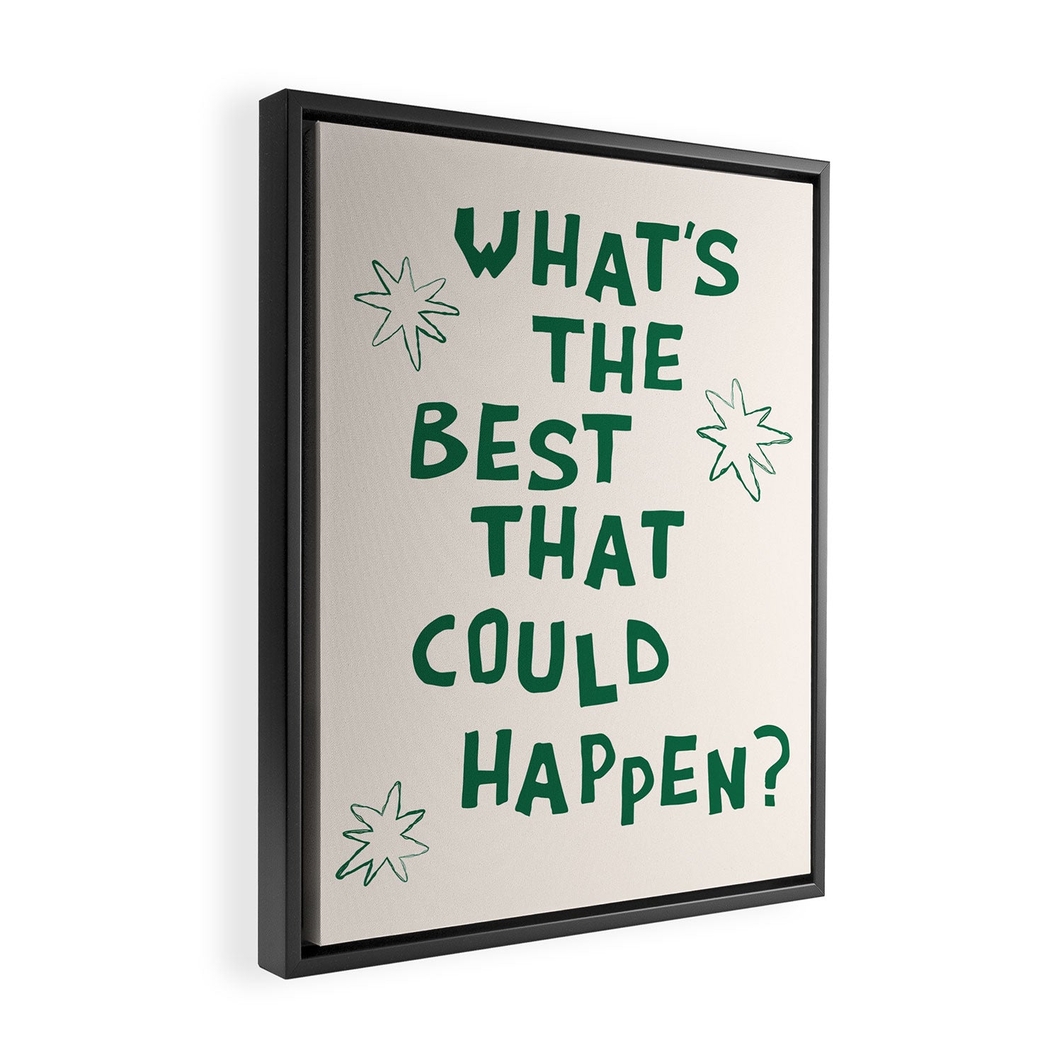 What's The Best That Could Happen in Green and Linen White Framed Canvas Print Gallery Image 2