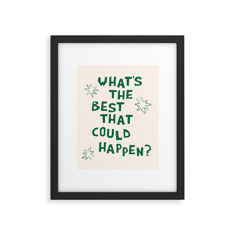 What's The Best That Could Happen in Green and Linen White Framed Art Print Gallery Image 5