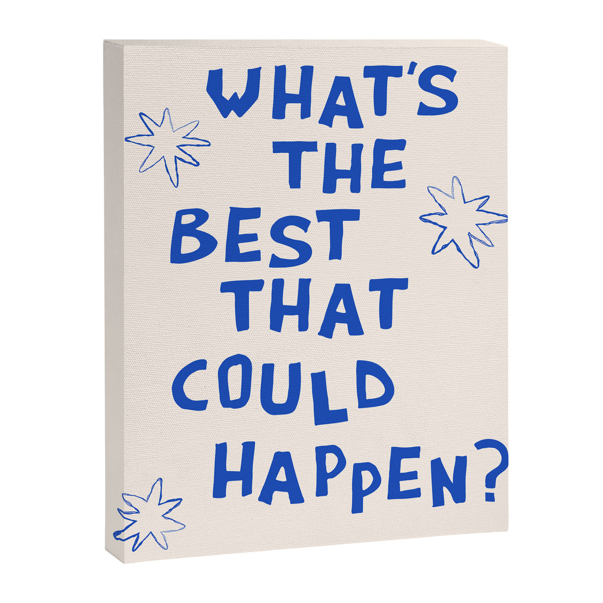 What's The Best That Could Happen in Blue and Linen White Canvas Print Gallery Image 6