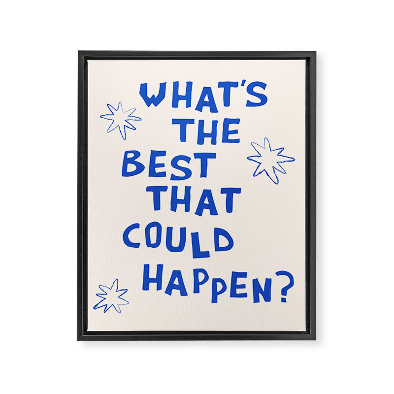 What's The Best That Could Happen in Blue and Linen White Framed Canvas Print Gallery Image 6