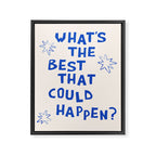 What's The Best That Could Happen in Blue and Linen White Framed Canvas Print Gallery Image 6
