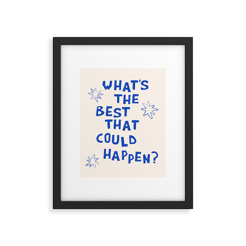 What's The Best That Could Happen in Blue and Linen White Framed Art Print Gallery Image 5