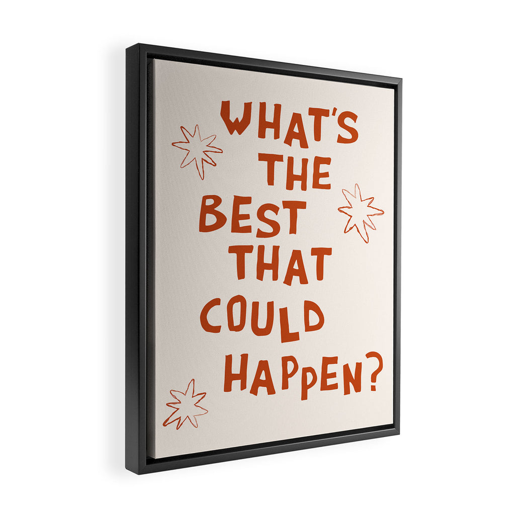 What's The Best That Could Happen in Burnt Orange and Linen White Framed Canvas Print Gallery Image 2