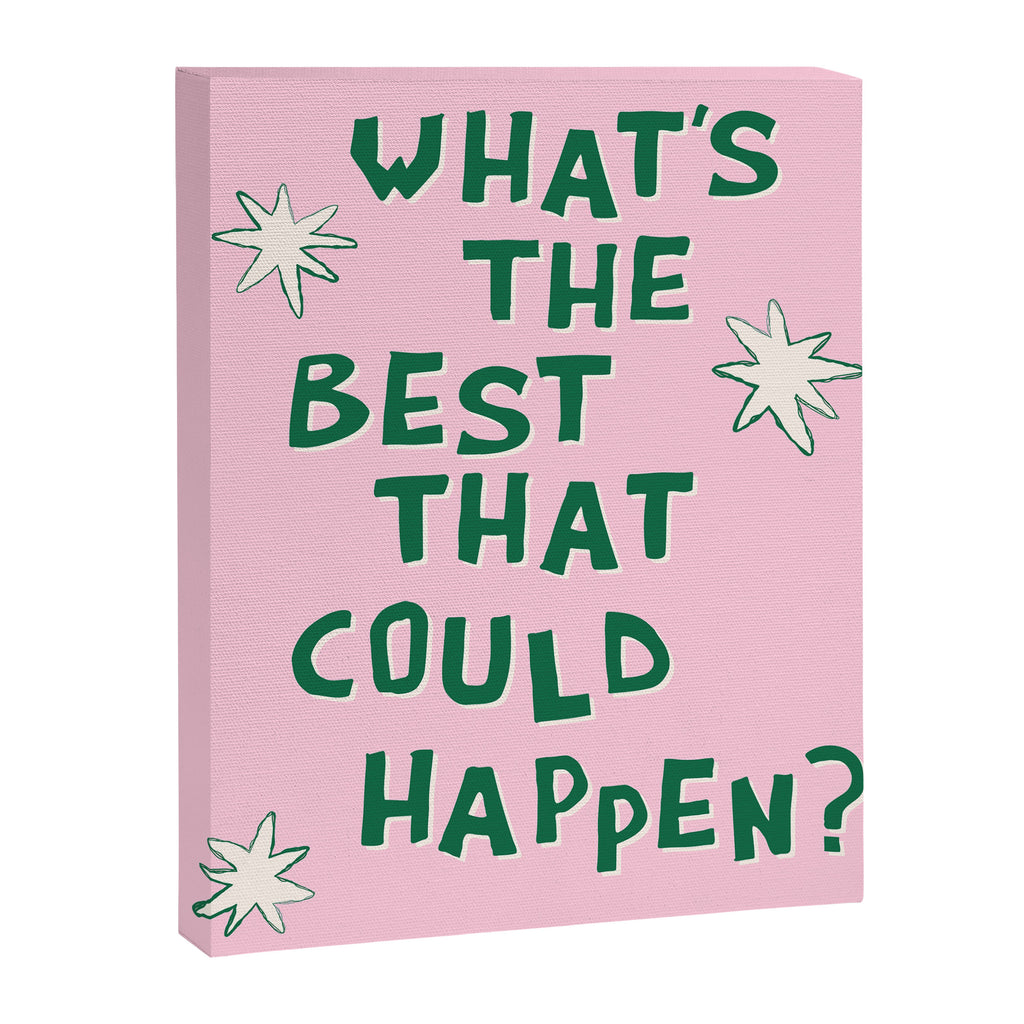 What's The Best That Could Happen in Green and Pink Canvas Print Gallery Image 6
