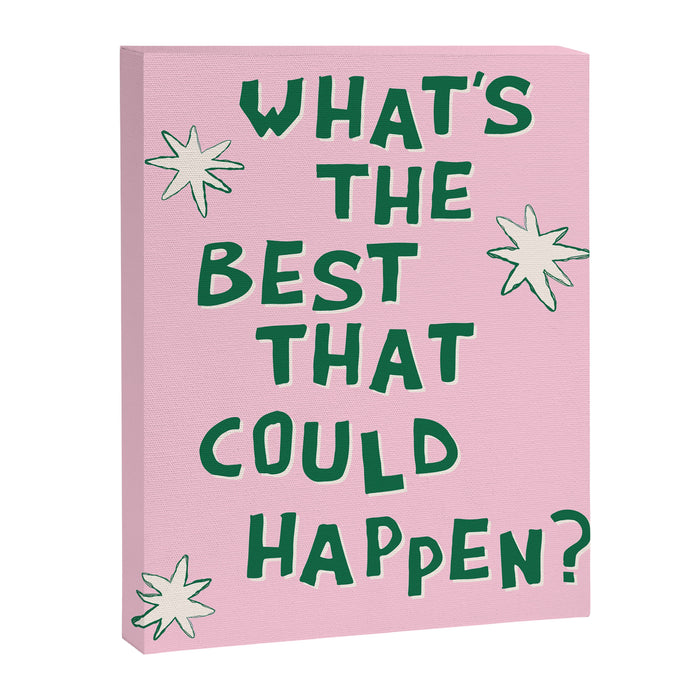 What's The Best That Could Happen in Green and Pink Canvas Print Gallery Image 1