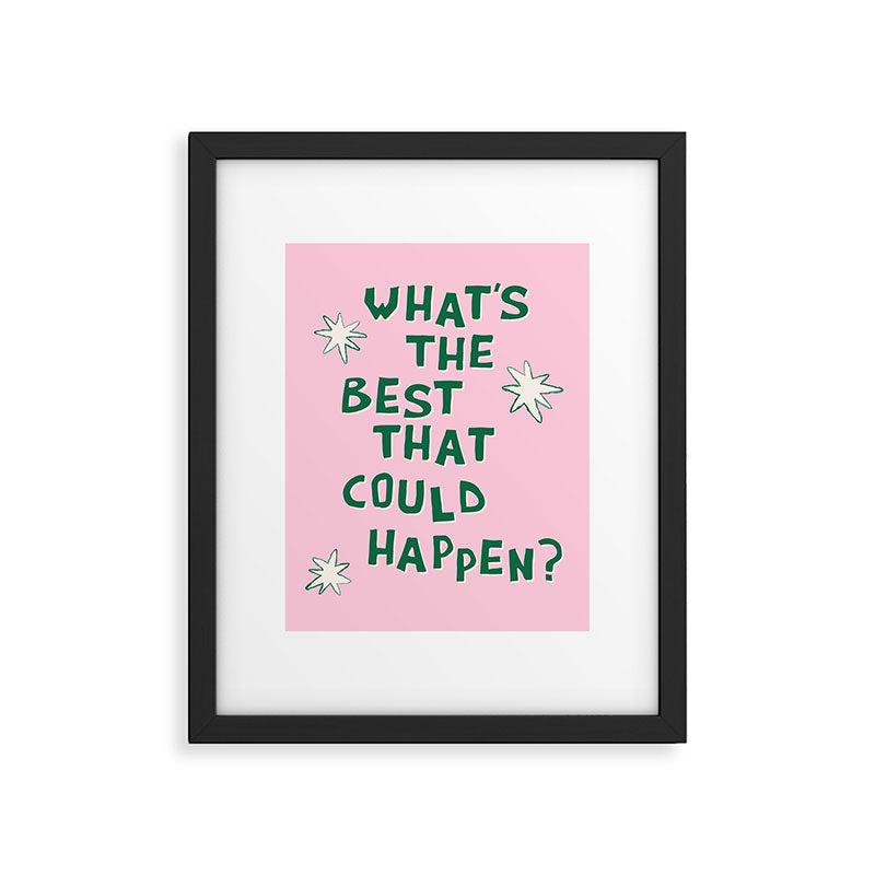 What's The Best That Could Happen in Green and Pink Framed Art Print Gallery Image 5