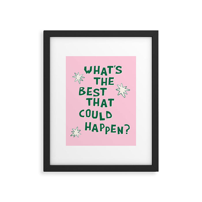 What's The Best That Could Happen in Green and Pink Framed Art Print Gallery Image 1
