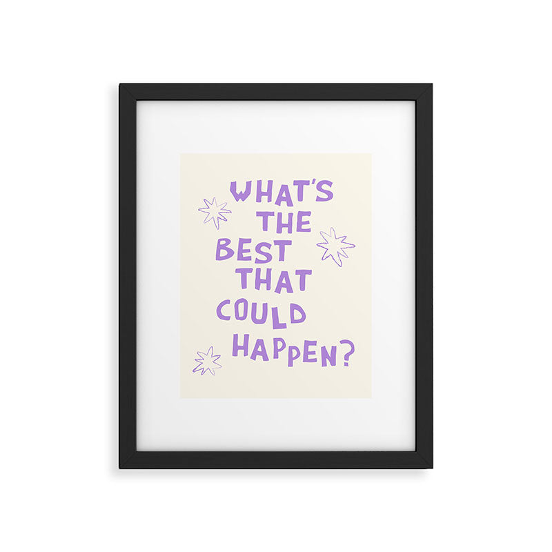 What's The Best That Could Happen in Lavender Purple and White Framed Art Print Gallery Image 5