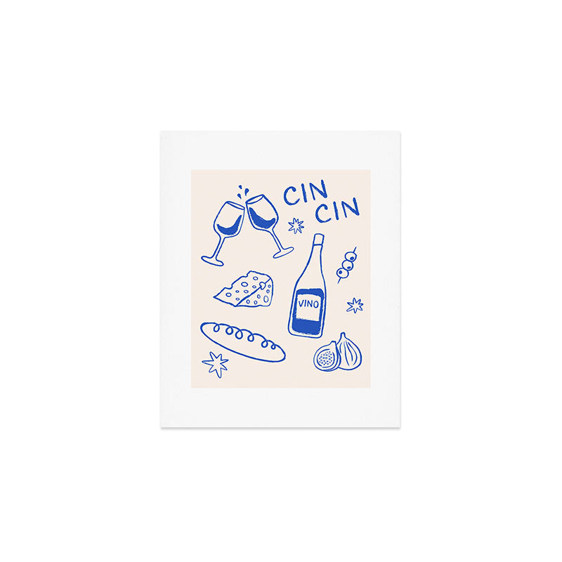 Wine and Cheese. Cheers Art Print Gallery Image 1