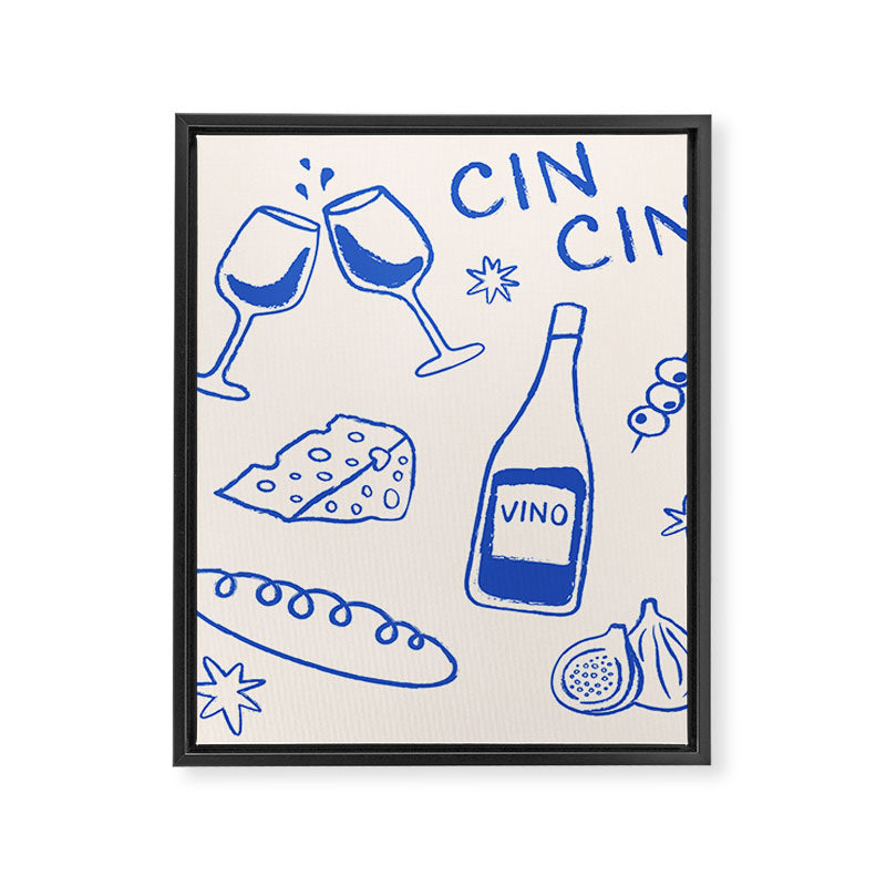 Wine and Cheese. Cheers Framed Canvas Print Gallery Image 3