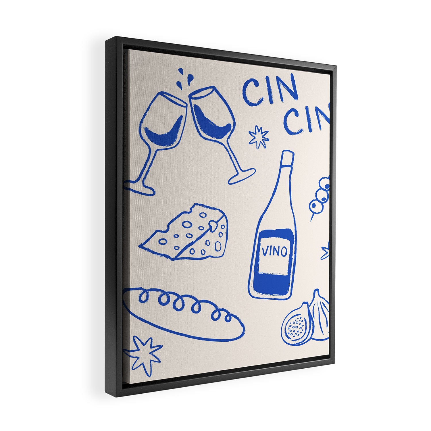 Wine and Cheese. Cheers Framed Canvas Print Gallery Image 2