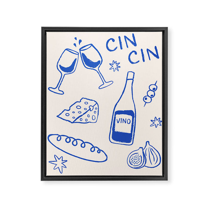 Wine and Cheese. Cheers Framed Canvas Print Gallery Image 1