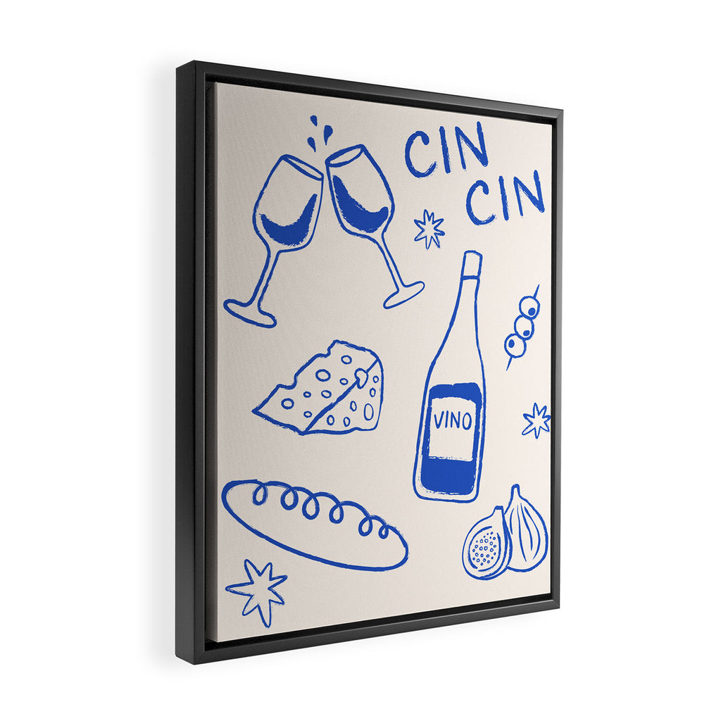 Wine and Cheese. Cheers Framed Canvas Print Gallery Image 2