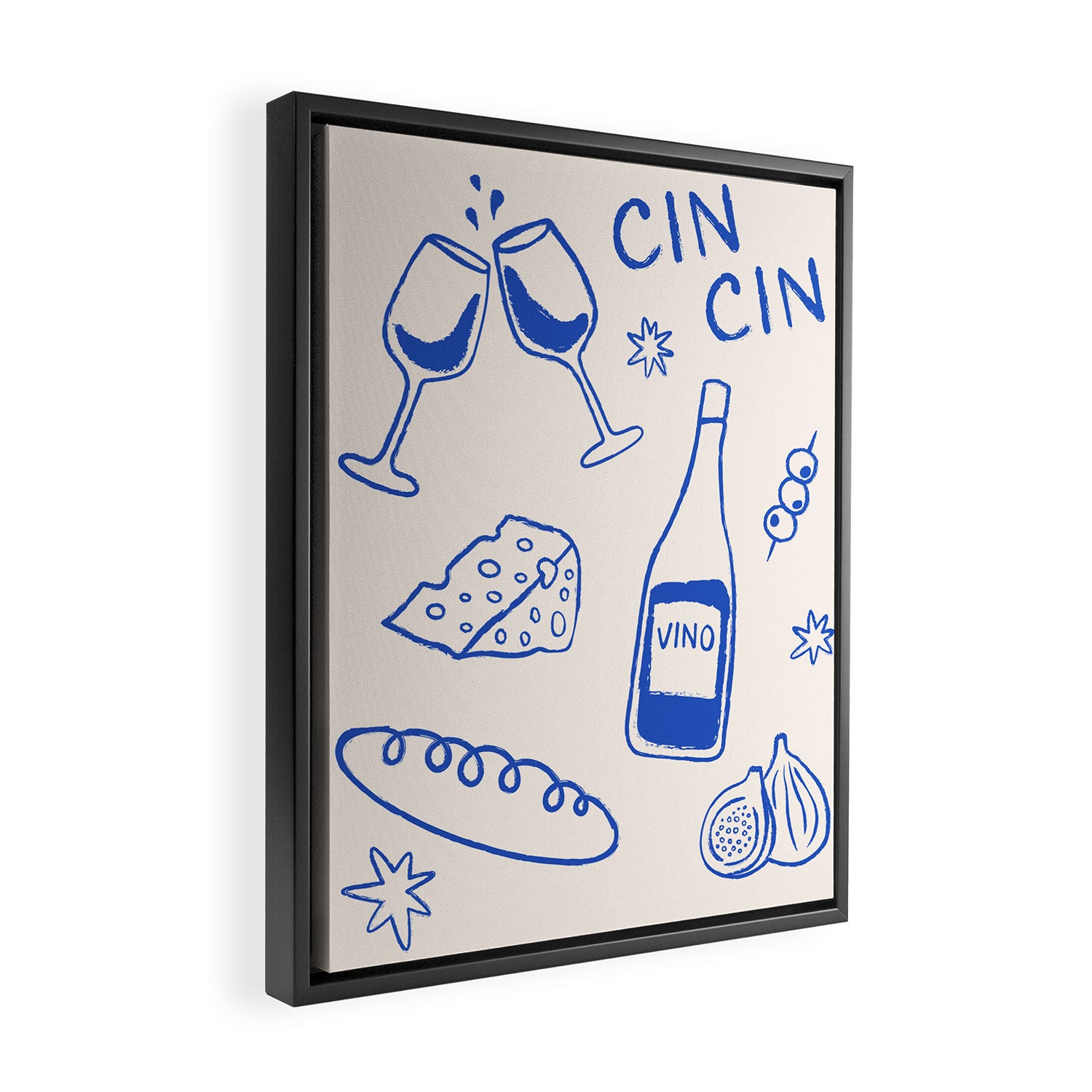 Wine and Cheese. Cheers Framed Canvas Print Gallery Image 2