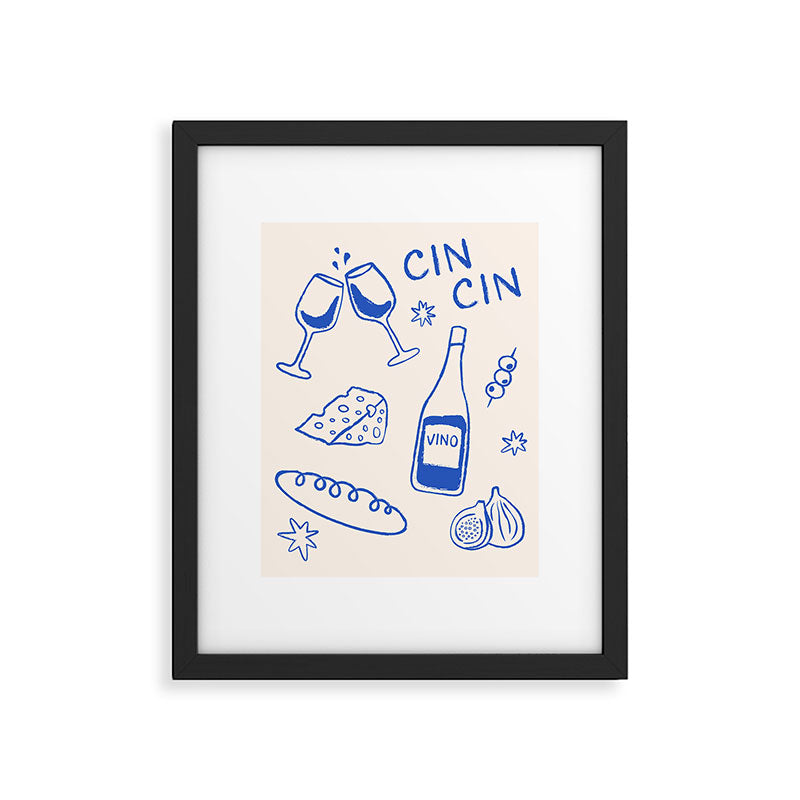 Wine and Cheese. Cheers Framed Art Print