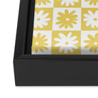 Yellow And White Checkered Flower Pattern Framed Canvas Print Gallery Image 3