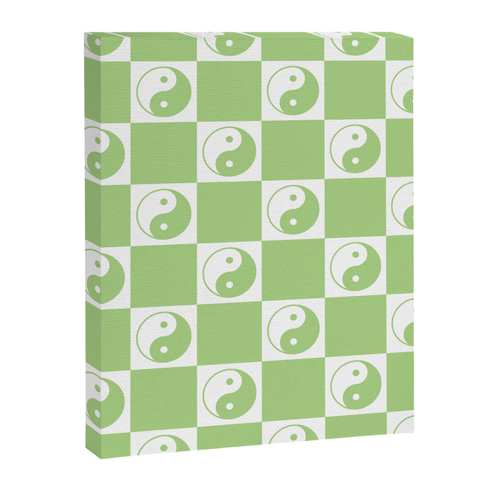 Yin Yang Checker in Green and White Canvas Print Gallery Image 1
