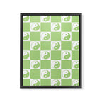 Yin Yang Checker in Green and White Framed Canvas Print Gallery Image 6