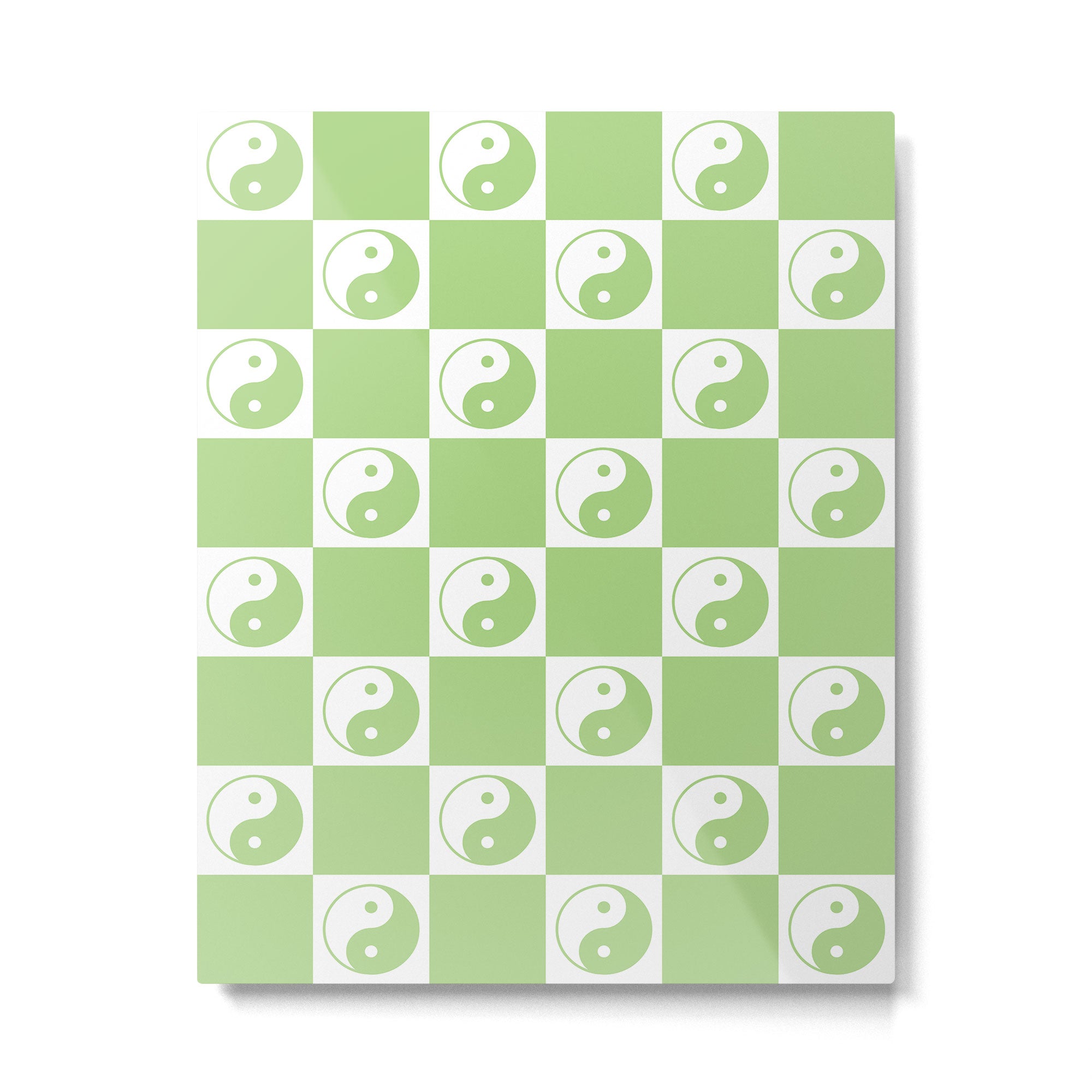 Yin Yang Checker in Green and White Metal Print Gallery Image 4
