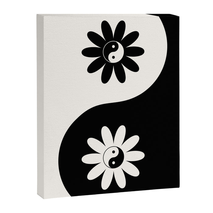 Yin Yang Flower in Black & White Canvas Print Gallery Image 1