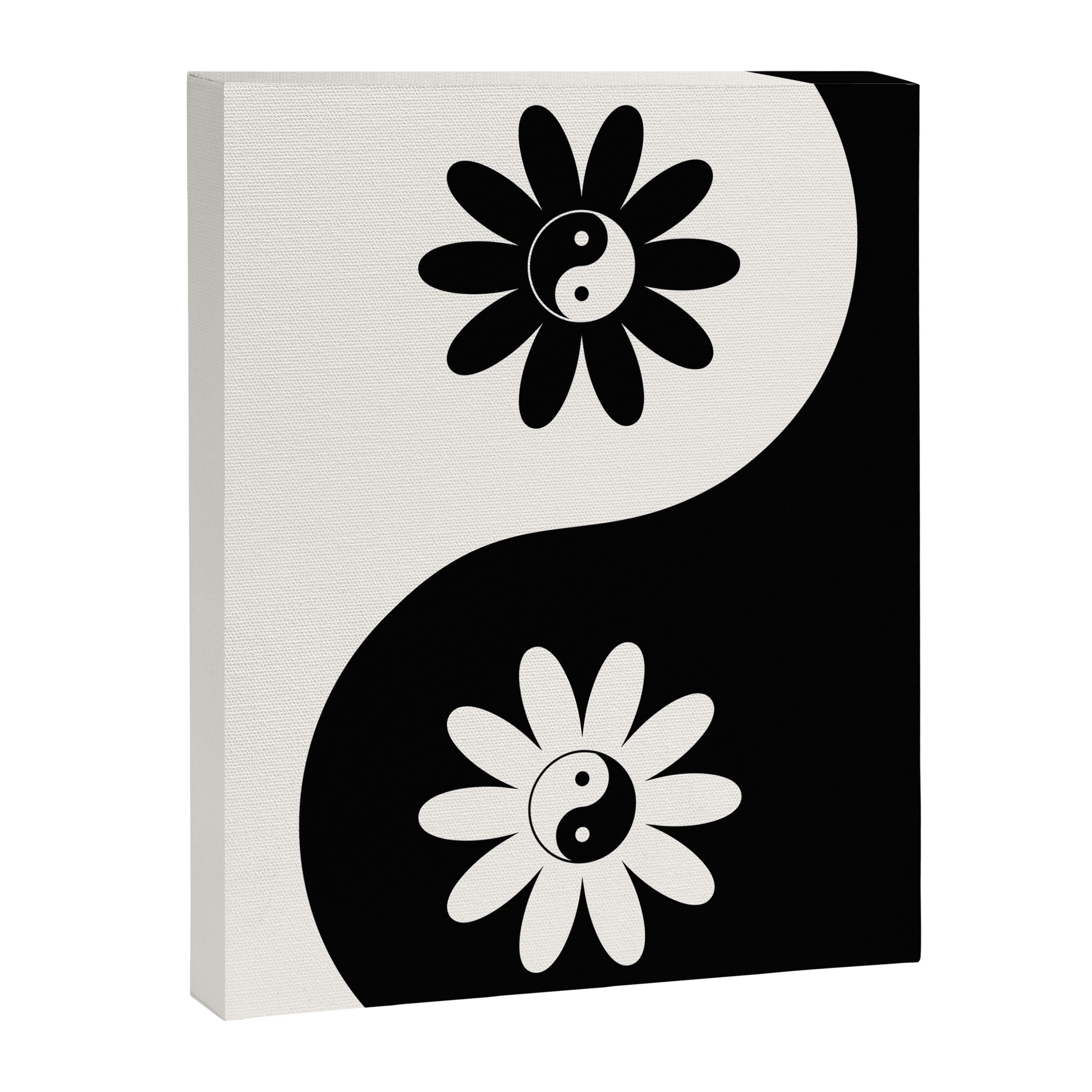 Yin Yang Flower in Black & White Canvas Print Gallery Image 8