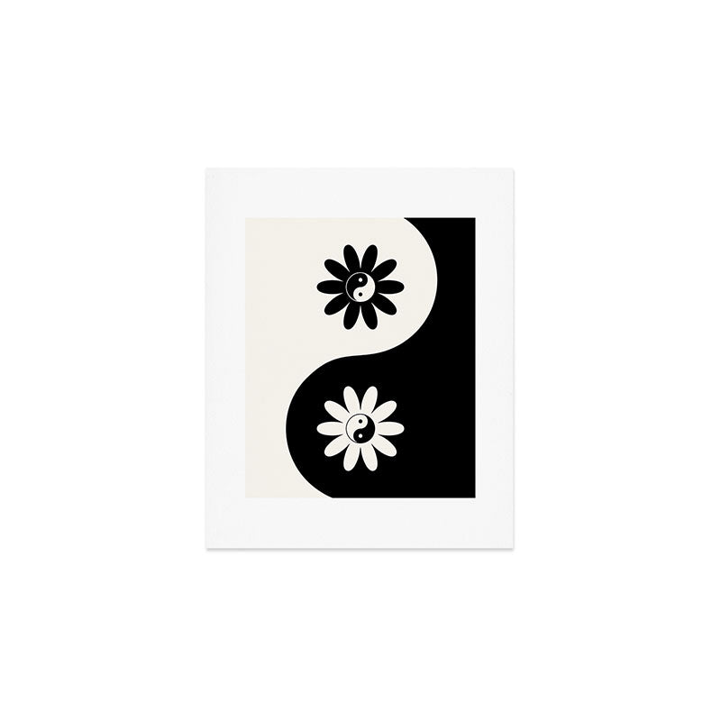 Yin Yang Flower in Black & White Art Print Gallery Image 1