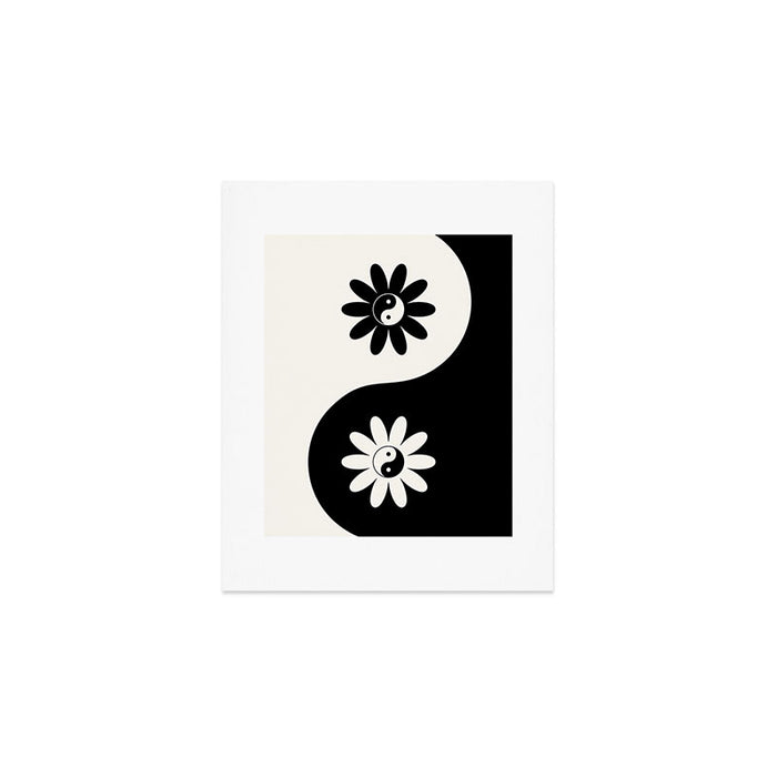 Yin Yang Flower in Black & White Art Print Gallery Image 1