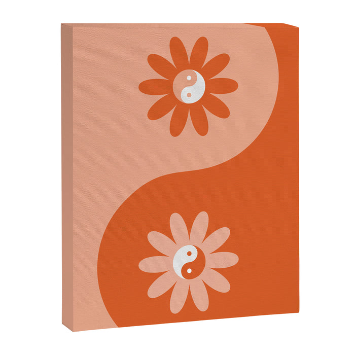 Yin Yang Flower in Orange & Peach Canvas Print Gallery Image 1