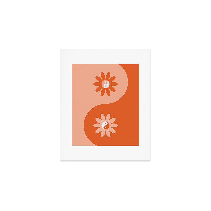 Yin Yang Flower in Orange & Peach Art Print Gallery Image 1