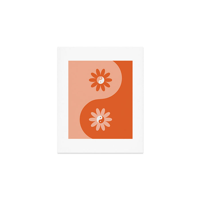 Yin Yang Flower in Orange & Peach Art Print Gallery Image 1