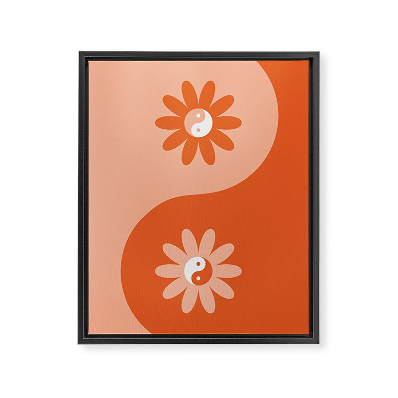 Yin Yang Flower in Orange & Peach Framed Canvas Print Gallery Image 8