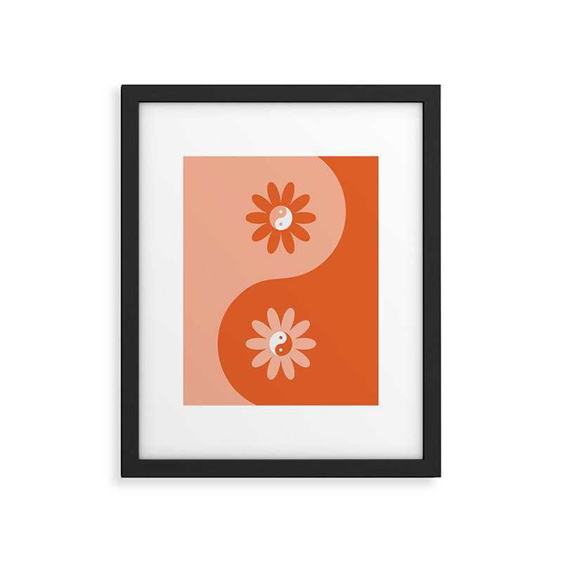 Yin Yang Flower in Orange & Peach Framed Art Print Gallery Image 6