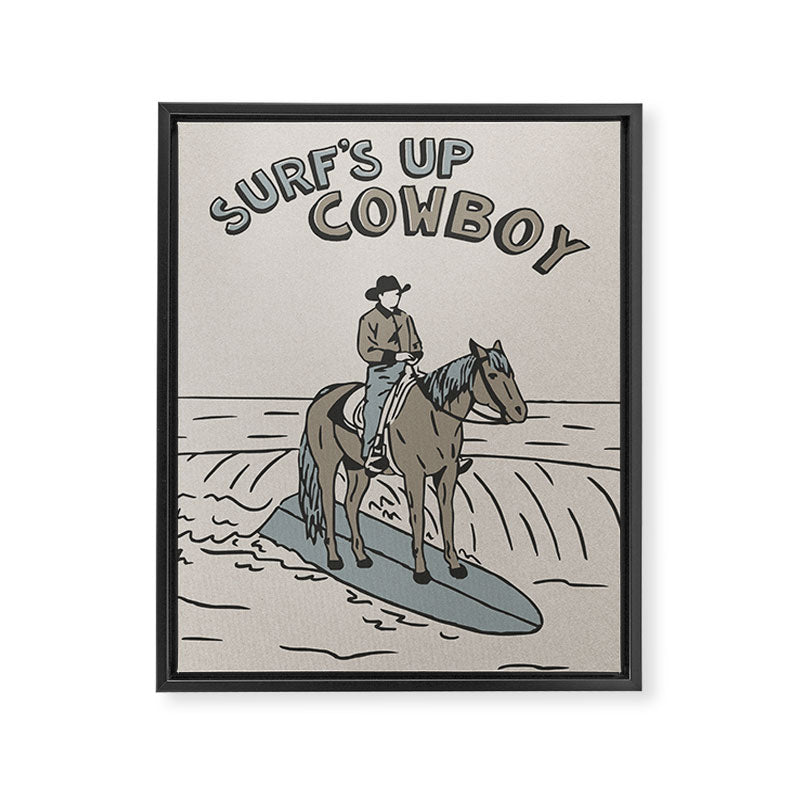 Surf's Up Cowboy Framed Canvas Print Gallery Image 1