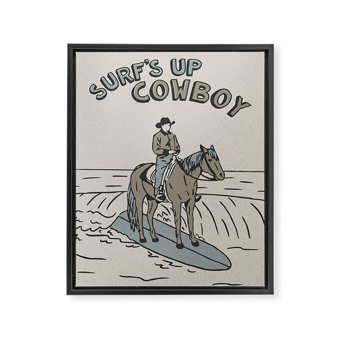 Surf's Up Cowboy Framed Canvas Print Gallery Image 1
