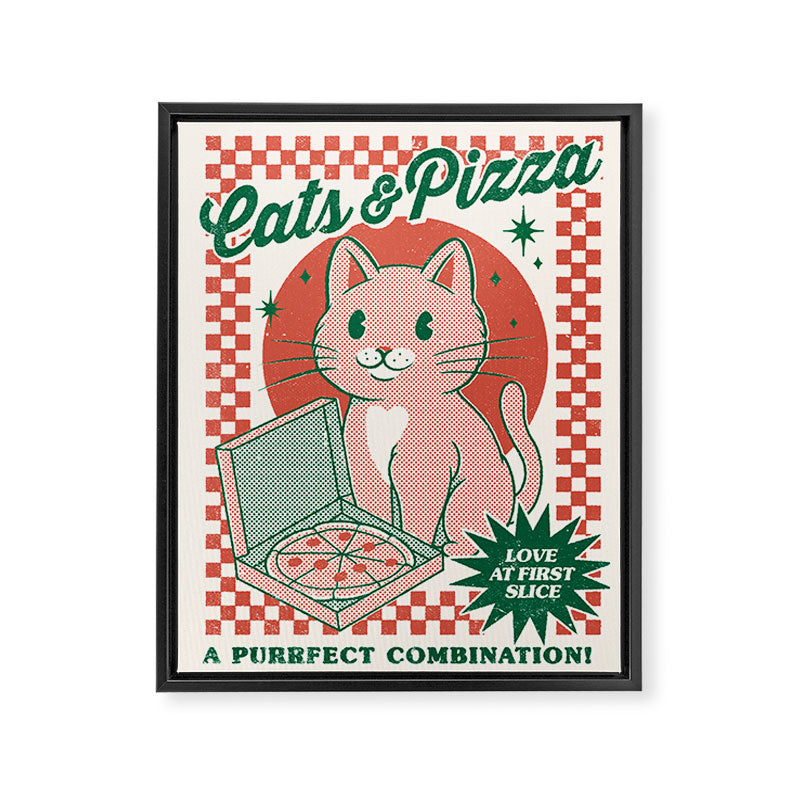 Cats and Pizza Framed Canvas Print Gallery Image 8