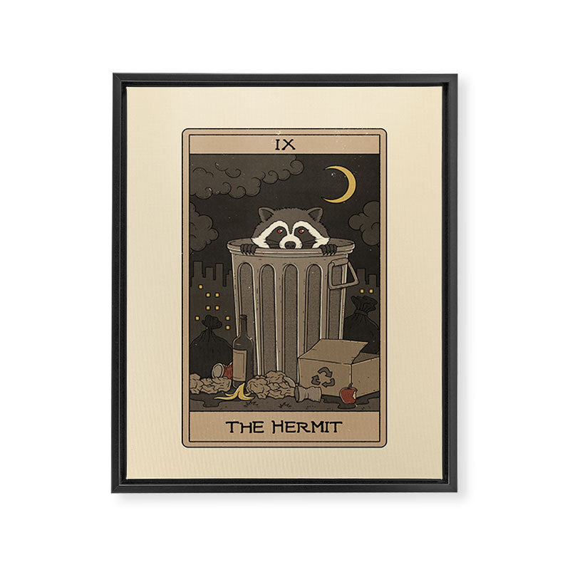 The Hermit - Raccoons Tarot Framed Canvas Print Gallery Image 8