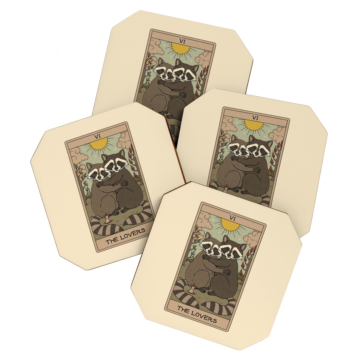 The Lovers - Raccoons Tarot Coaster Gallery Image 1