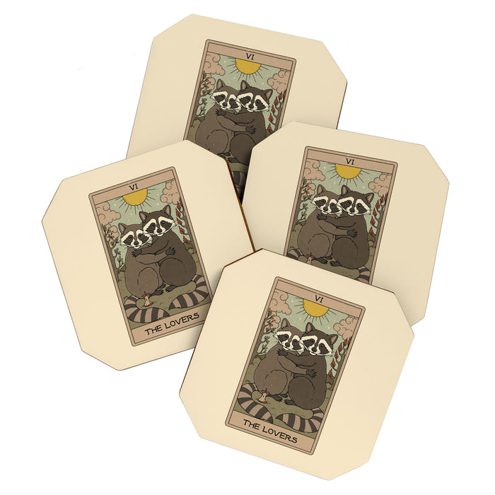 The Lovers - Raccoons Tarot Coaster Gallery Image 1