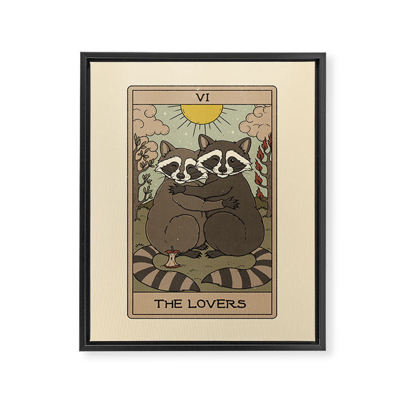The Lovers - Raccoons Tarot Framed Canvas Print Gallery Image 8