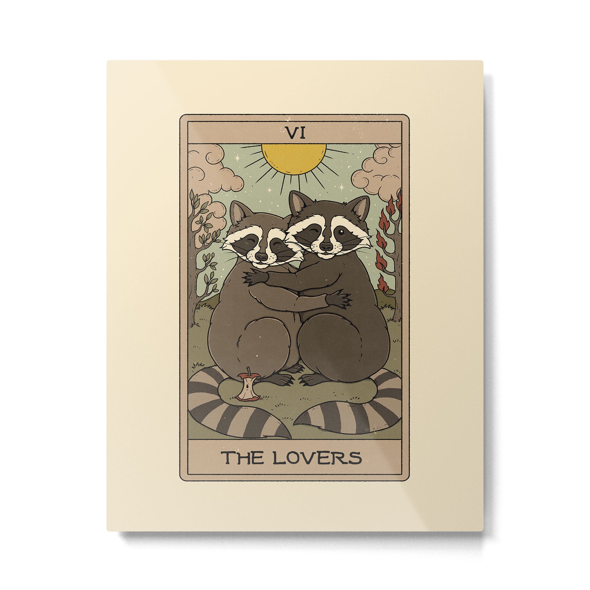 The Lovers - Raccoons Tarot Metal Print Gallery Image 6