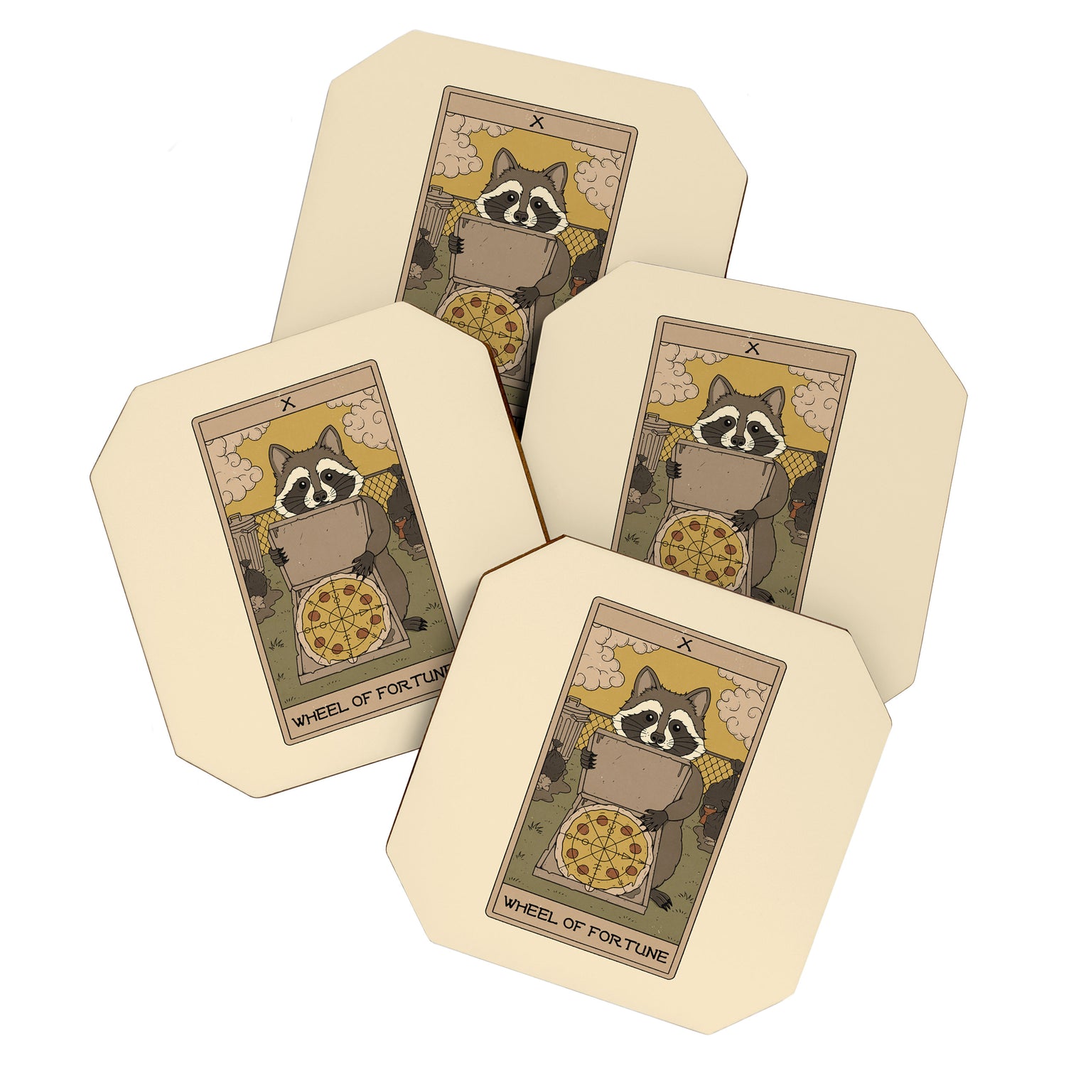 Wheel of Fortune - Raccoons Tarot Coaster Gallery Image 1