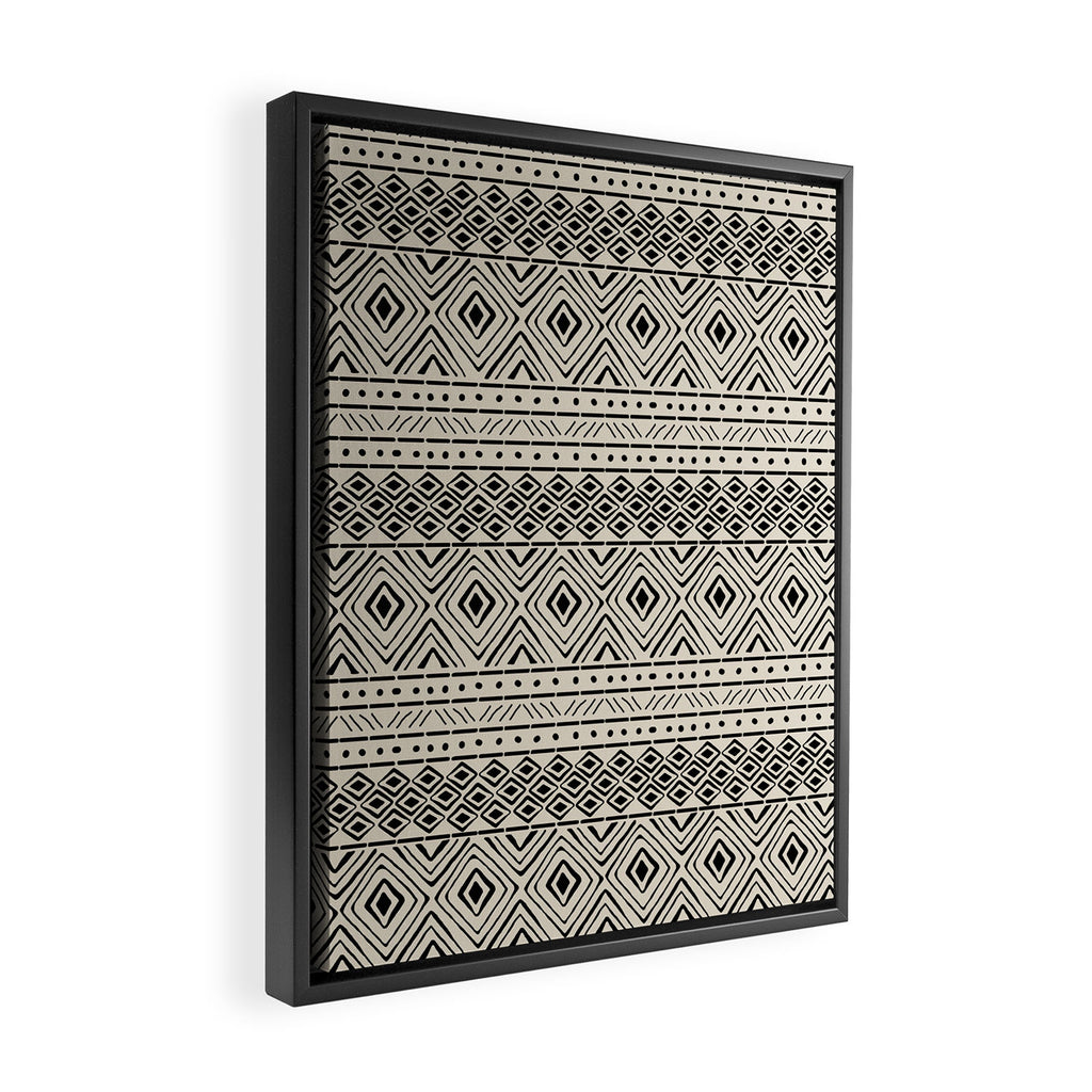 African Mud Cloth // Bone Framed Canvas Print Gallery Image 2