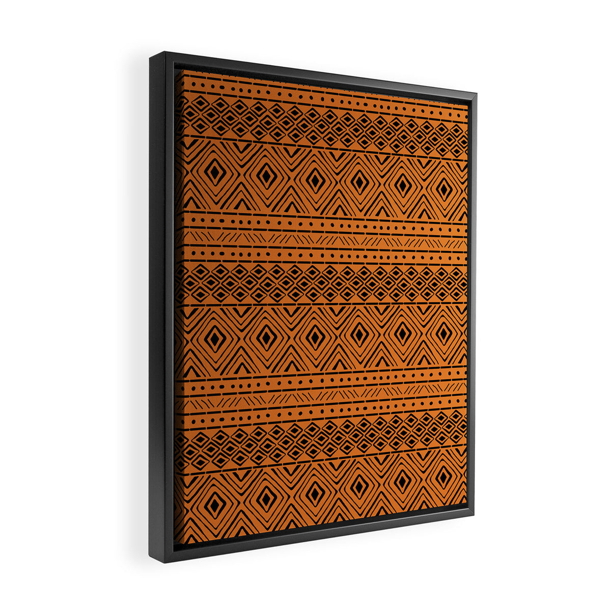 African Mud Cloth // Orange Framed Canvas Print Gallery Image 2