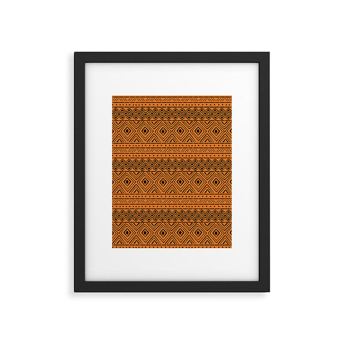 African Mud Cloth // Orange Framed Art Print Gallery Image 1