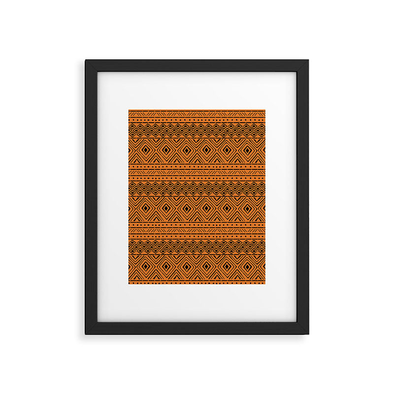 African Mud Cloth // Orange Framed Art Print Gallery Image 6