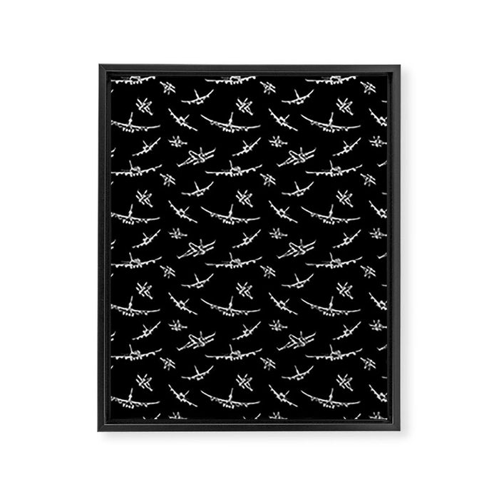 Airplanes on Black Framed Canvas Print Gallery Image 1